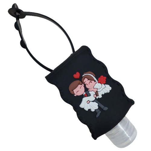 Chaveiro Porta Álcool em Gel Noivinhos
